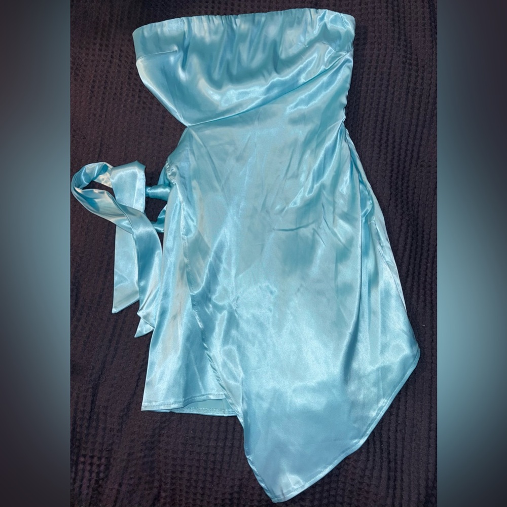 Lena Light Blue Strapless Prom Dress